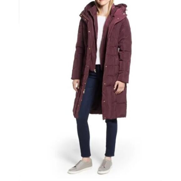 Cole Haan Womens box quilted down puffer coat jacket Medium Maroon NWOT MSRP 250 - Picture 4 of 10